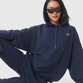 ALO felpa sportiva con cappuccio femminile dello stesso stile maniche lunghe in esecuzione fitness s  