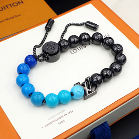 Louis Vuitton LV lettera blu incarnazione pendente e iscrizione su perline di metallo lucido Braccia  