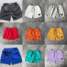PRADA Colore Solido Logo Lace-Up Straight Casual Shorts-2903  