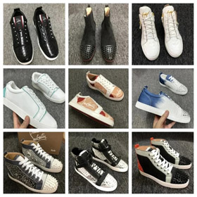 Christian Louboutin leggero, anti-scivolo, aumentando l'altezza scarpe da ginnastica in pelle scinti  