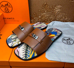 HERMES pelle di vitello tondo dito slip-on pantofole-2966  