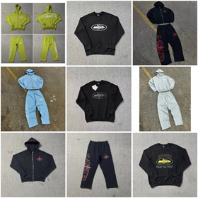 Corteiz felpa con cappuccio a manica lunga con cerniera e sweatpants-4411  