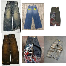 Batman ricamato sciolto wide-leg jeans-5075  