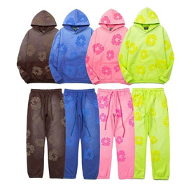 Denim lacrime guirlanda cappuccio maglietta a maniche lunghe-5142  