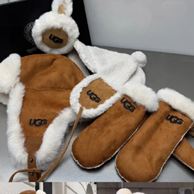 UGG nuovo cappello da ciclismo in stile Lei Feng e guanti set realizzati con pelliccia di peluche di lusso fodera-5171  