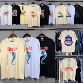 Rhude T-shirt in cotone a maniche corte stampato collare crew-5222  