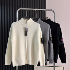 Maglione in cardigan a maglia Stone Island con chiusura a cerniera-5233  