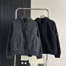 Stone Island lavato e distresso cappuccio giacca di cotone-5255  