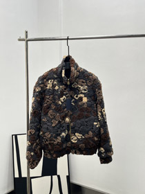 Louis Vuitton LV nuovo reversibile stand-collar giacca in pelle di agnello jacquard-5305  