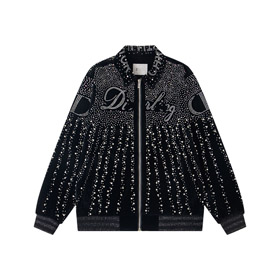 Dior nuova giacca da baseball di velluto con all-over hotfix strass ornamenti-5313  