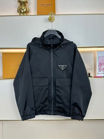 Prada nuovo metallo triangolo logo abbigliamento da lavoro tasca zip-up giacca-5321  