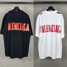 Balenciaga nuova collezione afflitta e sbiadita T-shirt a maniche corte loose-fit con stampa-5335  