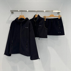 Miu Miu nuova collezione set logo ricamato fleece cappuccio zip-up giacca-5363  