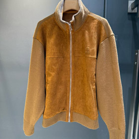 Miu Miu nuovo arrivo: rivestimento a maniche a maglia, zip-up, giacca casual a colletto stand-5370  