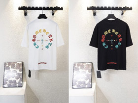 Chrome Hearts CH nuova lettera sanscrita colorata ricamata T-shirt a maniche corte-5418  