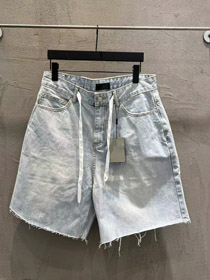 Balenciaga nuovo cordone lavato sciolto a gamba retta denim shorts-5489  