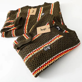 Stussy a righe aperto maglia crew collo maglione-5510  