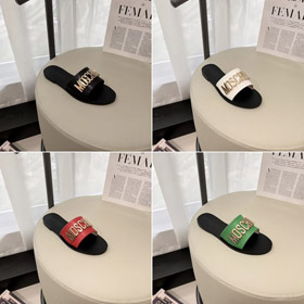 Moschino colorato pelle tondo-piede sandali piatti-5657  