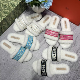 Dior ricamato shearling piattaforma muli-5687  