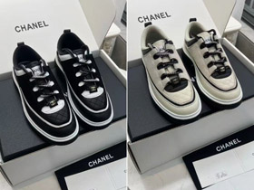 Chanel nuova piattaforma panda-stile colore-bloccato trapuntato papà scarpe da ginnastica-5702  