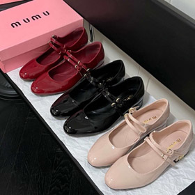 Miu Miu nuovo doppio cinturino tondo tacco medio Mary Jane scarpe-5720  