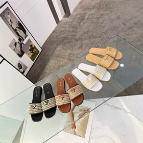 Prada nuovo artigianale tessuto piatto scivolo sandali-5737  