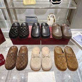 Gucci nuovo tondo-punta di piede fibbia cavallo muli piatti-5749  