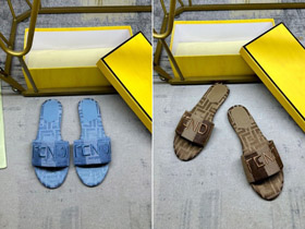 Fendi ricamato denim piatto scivolo sandali-5760  