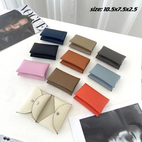 Hermès porta scheda bi-pieghevole con stampa palma e chiusura a scatto-5777  