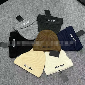 Miu Miu lettera ricamato orecchio-riscaldamento cappello a maglia-5845  