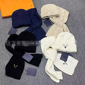 Louis Vuitton (LV) set a due pezzi: cappello a maglia a cavo e sciarpa per il calore-5852  