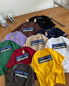 Patagonia logo multicolore stampato a maniche corte T-shirt-5877  