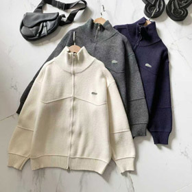 Lacoste semplice stand-collar zip-up maglia cardigan giacca-5893  