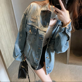 Miu Miu giacca in denim patchwork blu lavato-5946  