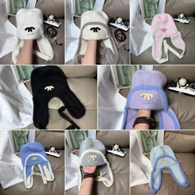 Chanel nuova pelliccia di coniglio cappello a maglia caldo con orecchie flaps-5975  